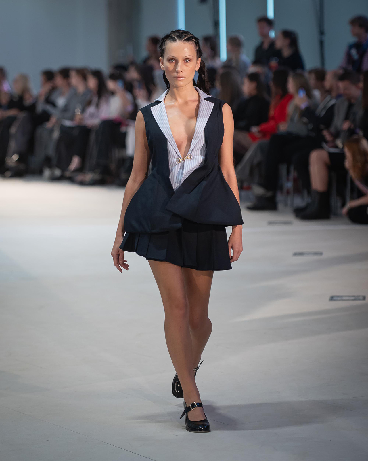 Myus Berkshire Bodice Vest, poplin and gabardine, color navy