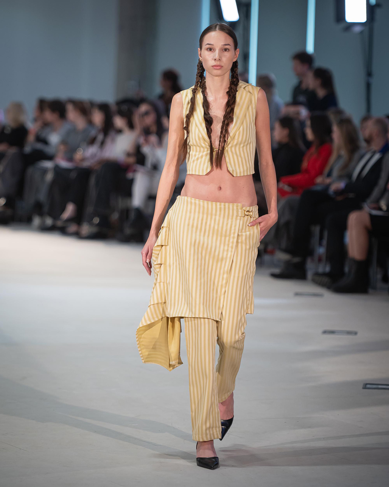 Myus Blair Vest and Etage Trouser, poplin and gabardine, color yellow and white stripe
