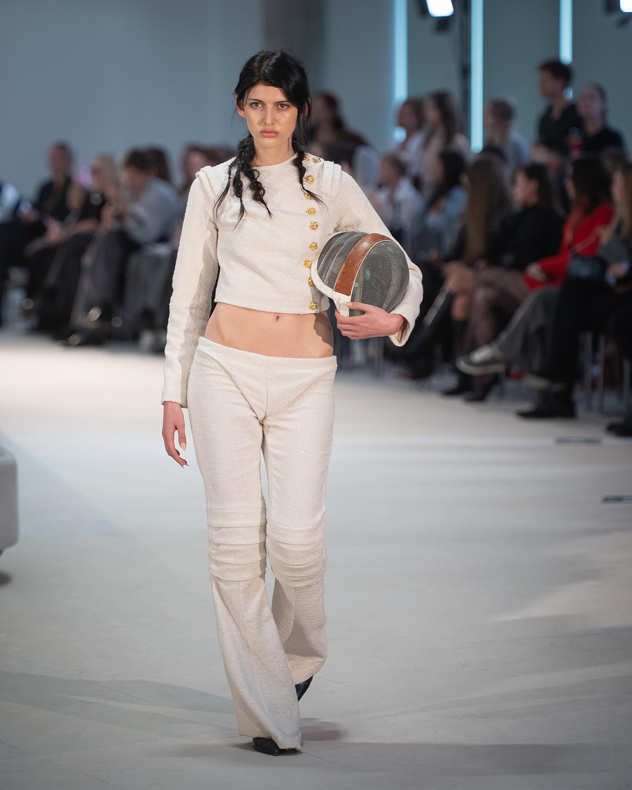 Myus Salle D'Armes Jacket and Pant, wool glitter tweed, color white