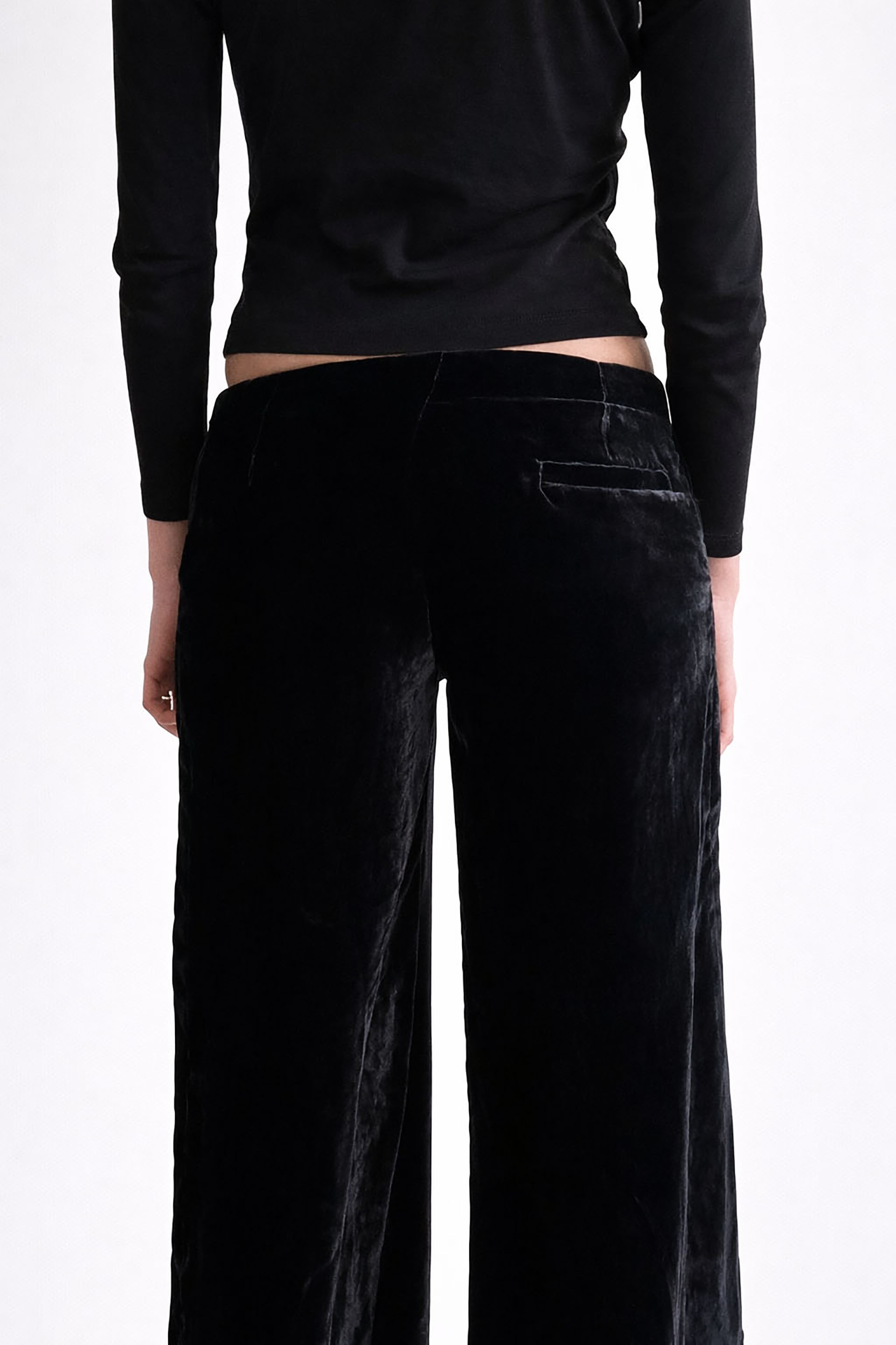 Myus FW26 Arden Trouser, mulberry silk velvet