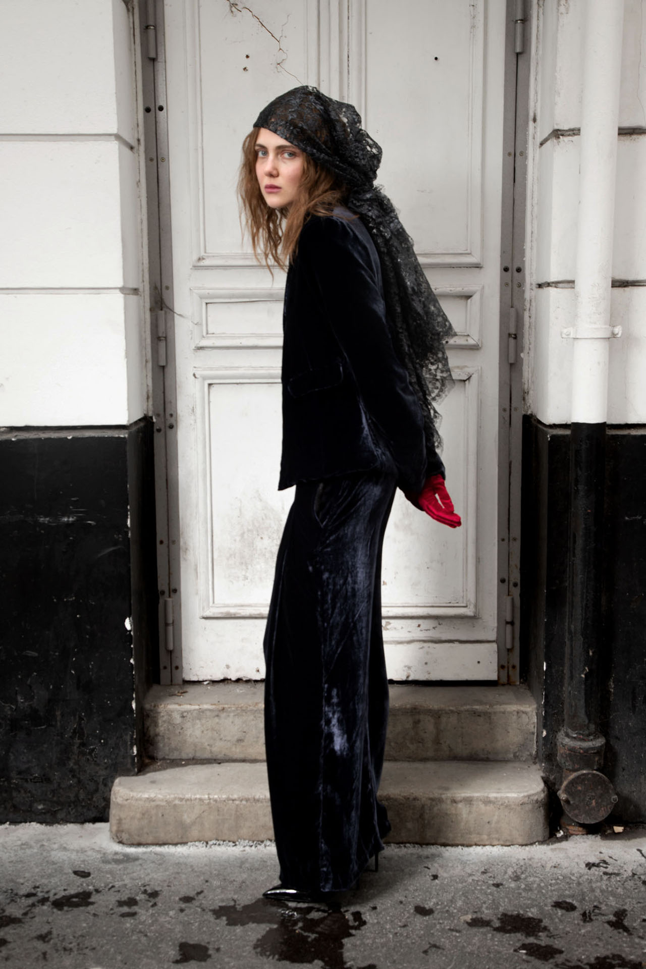 Myus Arden Jacket and Trouser, mulberry silk velvet