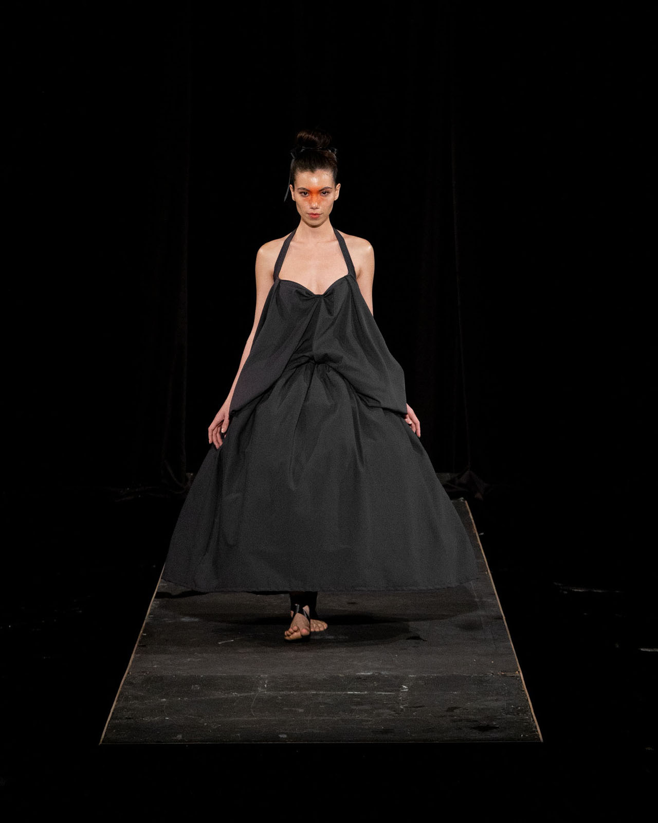 Myus Black Swan Dress, look 16, front view