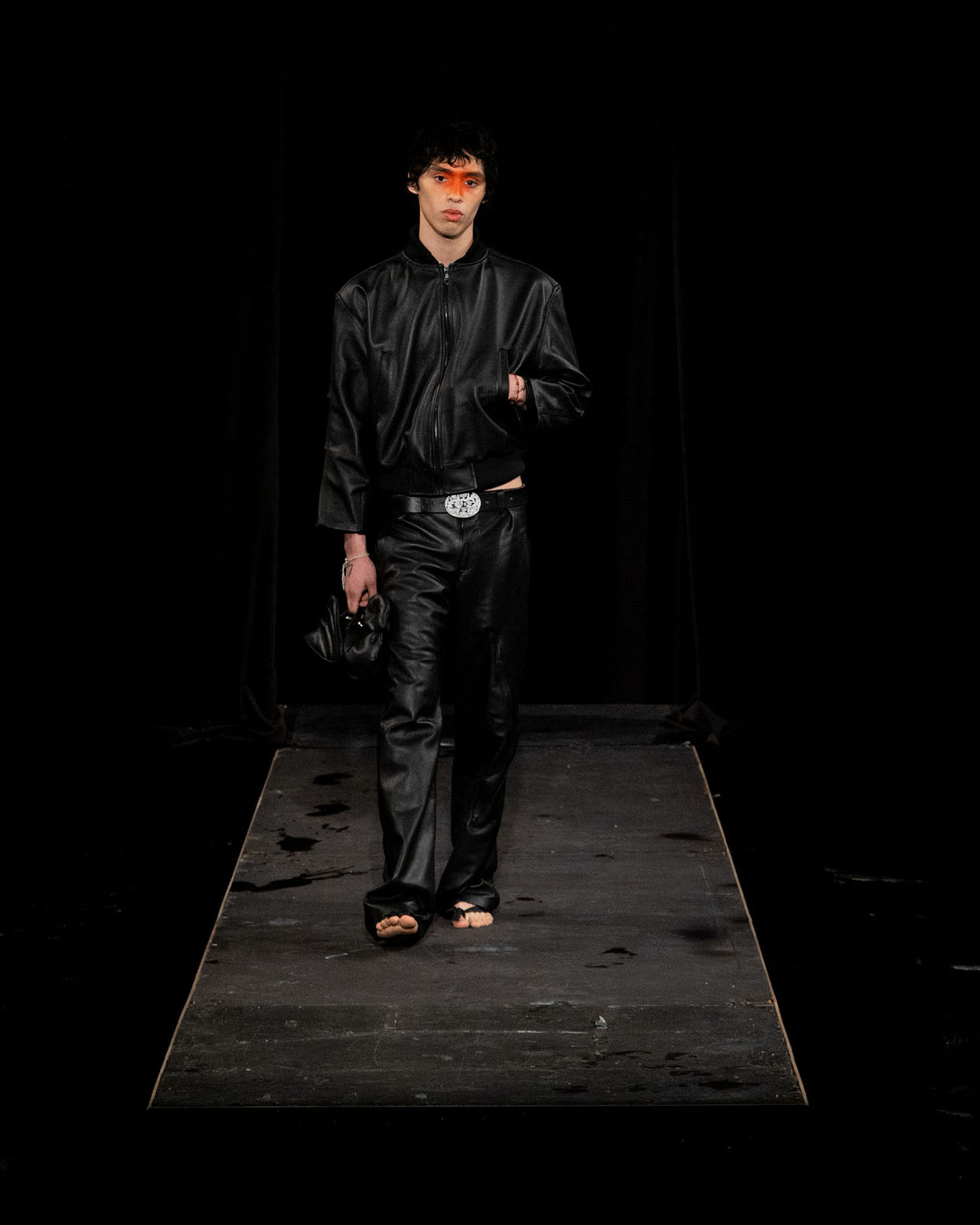 Myus Leather Bomber, look 8, front view