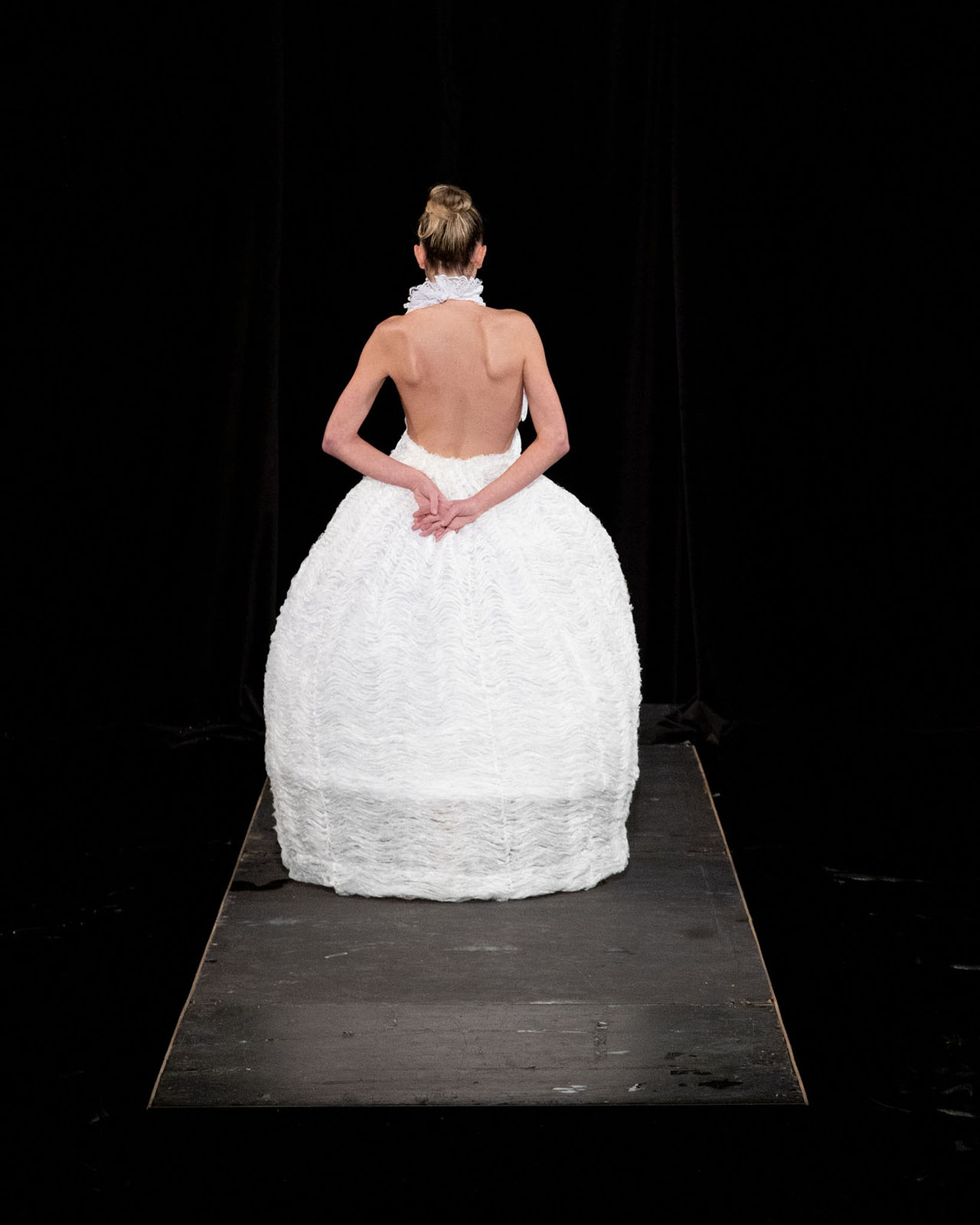 Myus White Swan Dress, look 17, rear view