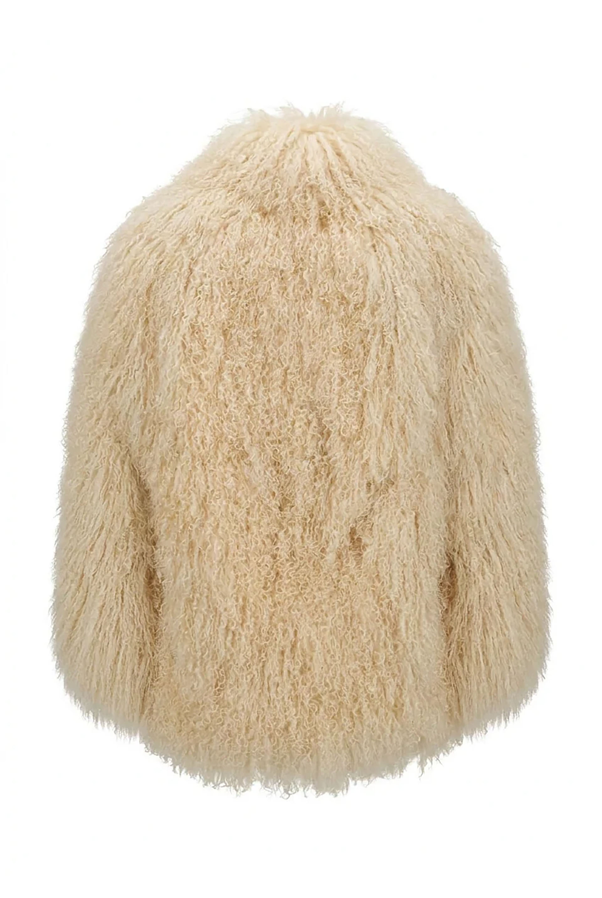 Myus SS26 Burgess Cape Coat, mongolian goat fur