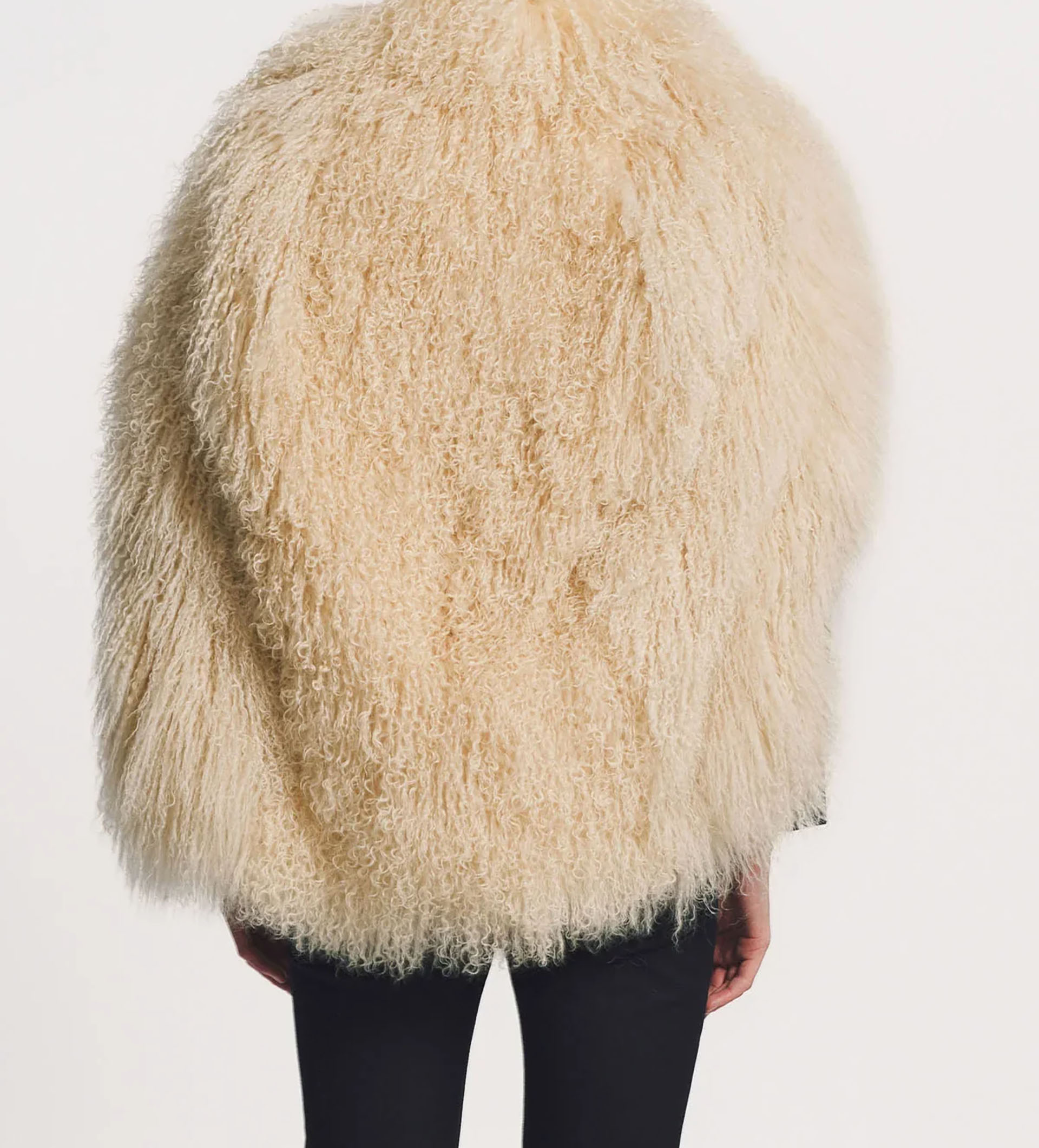 Myus SS26 Burgess Cape Coat, mongolian goat fur