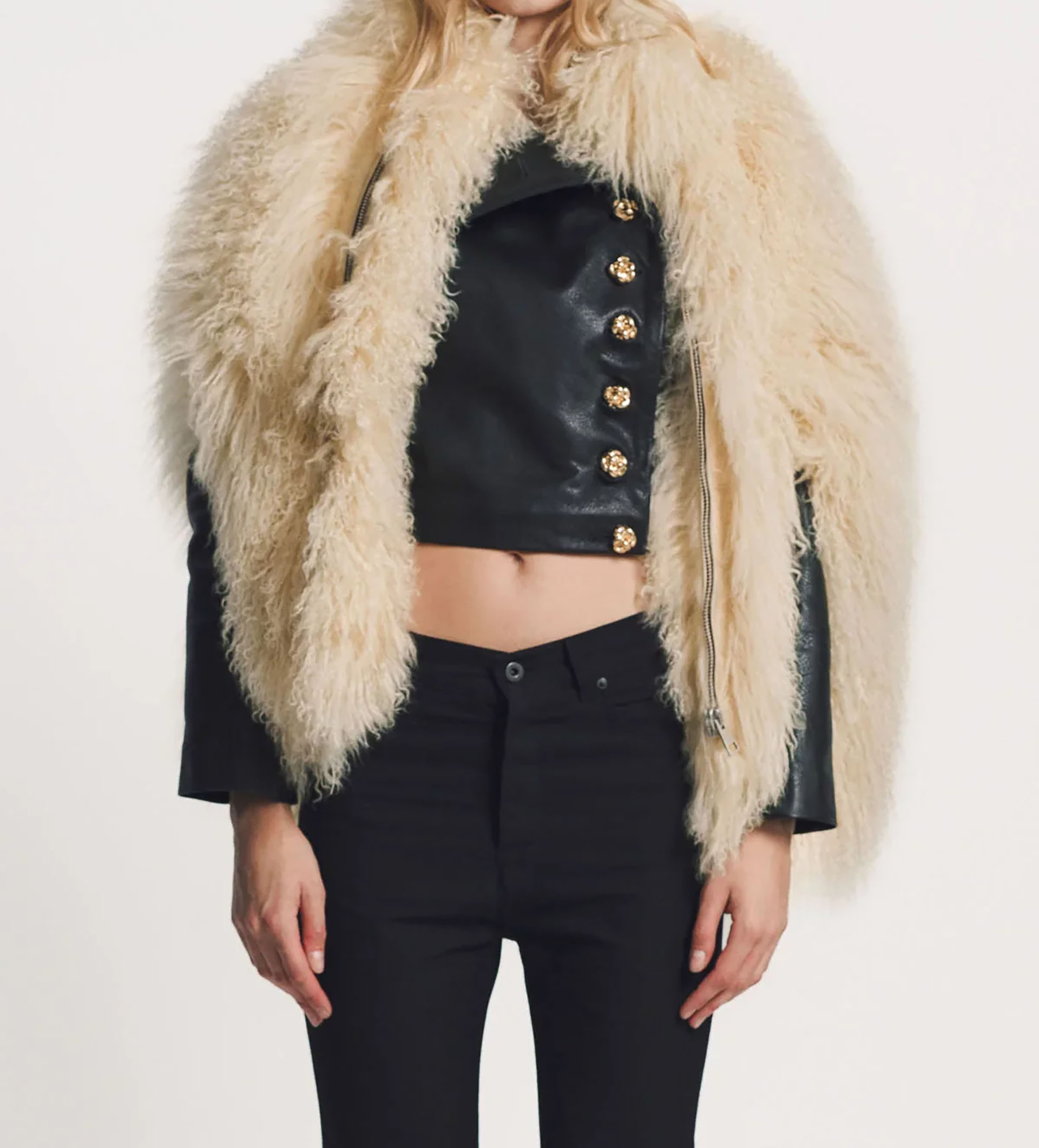 Myus SS26 Burgess Cape Coat, mongolian goat fur